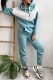 Fashion Sportswear Solid Split Joint Hooded Collar Long Sleeve Two Pieces