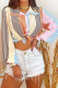 Fashion Street Striped Split Joint Turndown Collar Tops
