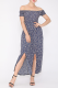 Fashion Elegant Floral Slit Off the Shoulder A Line Dresses