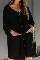 Fashion Casual Solid Split Joint V Neck A Line Dresses