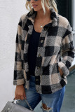 Fashion Street Adult Polyester Plaid Split Joint Buttons Mandarin Collar Outerwear