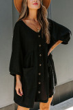 Fashion Casual Solid Split Joint V Neck A Line Dresses