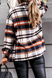 Fashion Daily Adult Plaid Cardigan Turndown Collar Tops
