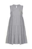 Casual Solid Split Joint O Neck Cake Skirt Dresses