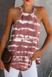 Fashion Street Tie Dye Split Joint O Neck Tops
