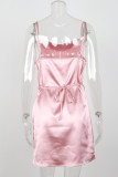 Fashion Street Solid Spaghetti Strap A Line Dresses