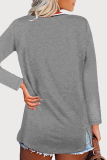Casual Patchwork Slit Basic V Neck Tops