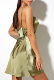 Fashion Street Solid Spaghetti Strap A Line Dresses