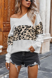 Fashion Street Leopard Split Joint V Neck Tops