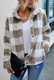 Fashion Street Adult Polyester Plaid Split Joint Buttons Mandarin Collar Outerwear