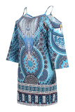 Fashion Casual Print Split Joint Spaghetti Strap A Line Dresses