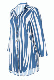 Fashion Casual Print Split Joint Mandarin Collar A Line Dresses