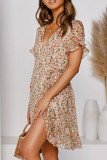 Fashion Street Print Split Joint V Neck Irregular Dresses