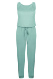 Fashion Casual Solid Frenulum O Neck Straight Jumpsuits