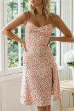 Elegant Floral Split Joint Slit Strapless A Line Dresses