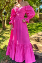 Fashion Street Solid Split Joint Off the Shoulder A Line Dresses