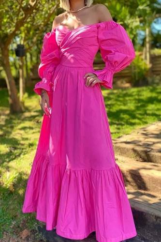 Fashion Street Solid Split Joint Off the Shoulder A Line Dresses