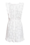 Fashion Sweet Solid Split Joint Square Collar A Line Dresses