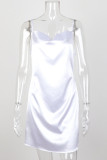 Fashion Street Solid Spaghetti Strap A Line Dresses