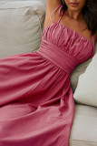 Fashion Street Solid Split Joint Spaghetti Strap A Line Dresses