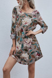Fashion Casual Print O Neck A Line Dresses