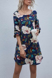 Fashion Casual Print O Neck A Line Dresses