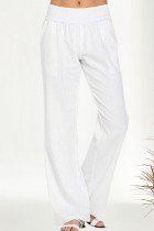 Fashion Casual Solid Pocket Loose High Waist Wide Leg Bottoms
