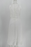 Fashion Casual Solid Split Joint O Neck A Line Dresses