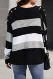 Fashion Street Striped Split Joint O Neck Tops