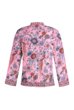 Street Print Split Joint Buttons Mandarin Collar Tops