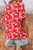 Casual Print Tassel Split Joint Frenulum O Neck T-Shirts