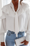 Fashion Street Solid Split Joint Frenulum Turndown Collar Tops