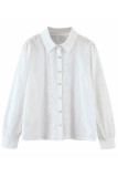 Fashion Street Solid Embroidered Turndown Collar Tops