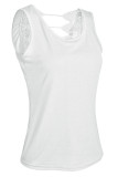 Fashion Street Solid Backless O Neck Tops