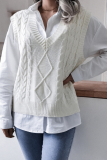 Casual Solid Split Joint V Neck Tops