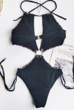 Fashion Sexy Solid Hollowed Out Split Joint Swimwears