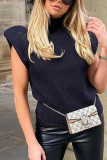 Fashion Casual Solid Split Joint Turtleneck Tops