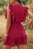 Fashion Bohemian Solid Split Joint V Neck A Line Dresses