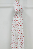 Casual Celebrities Print Split Joint Fold Square Collar Waist Skirt Dresses