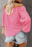 Elegant Print Split Joint Stringy Selvedge Off the Shoulder Tops