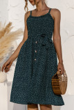 Fashion Casual Print Split Joint Spaghetti Strap A Line Dresses