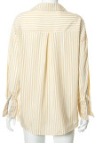 Fashion Casual Striped Split Joint Turndown Collar Long Sleeve Two Pieces