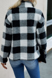 Fashion Street Adult Polyester Plaid Split Joint Buttons Mandarin Collar Outerwear