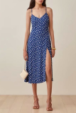 Elegant Print Slit V Neck A Line Dresses
