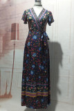 Fashion Bohemian Print V Neck Printed Dresses