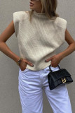 Fashion Casual Solid Split Joint Turtleneck Tops