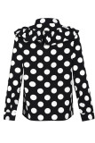 Fashion Casual Polka Dot Split Joint O Neck Tops