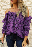 Fashion Casual Print Split Joint Spaghetti Strap Tops