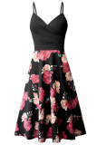 Fashion Street Print Split Joint V Neck A Line Dresses