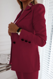 Elegant Solid Split Joint Buttons Turn-back Collar Outerwear